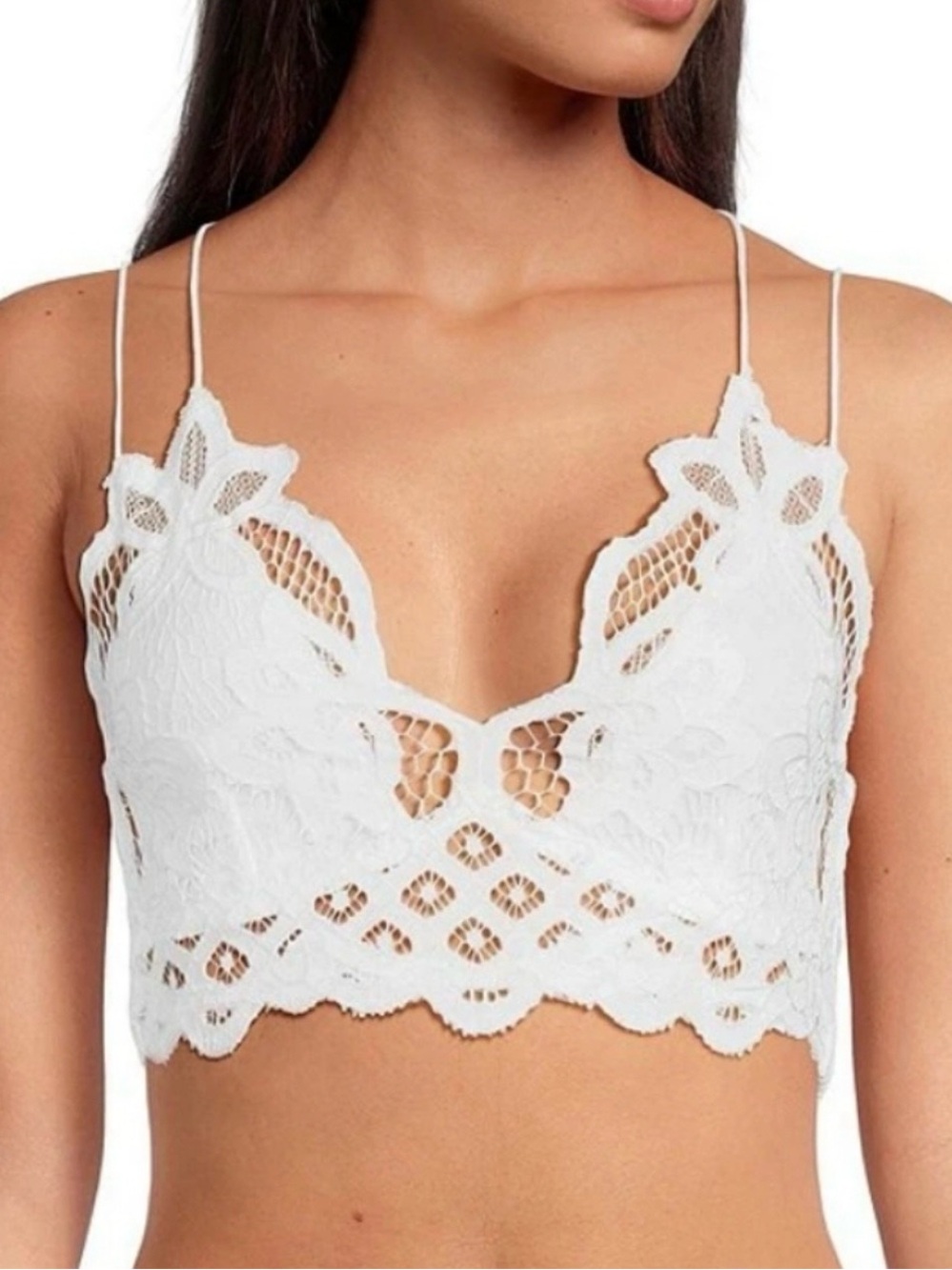 Free People White & Beige Adele Bralette Bundle - Med